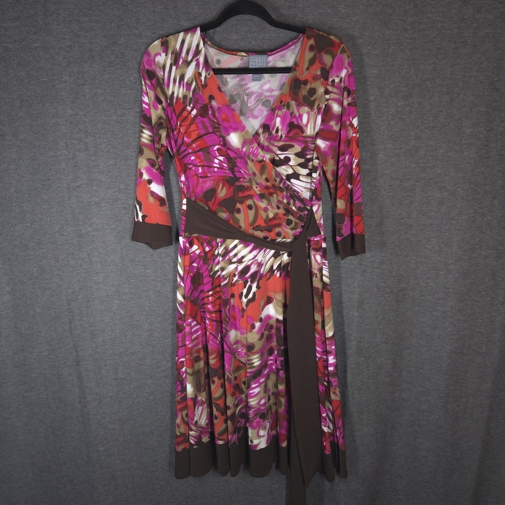 Rabbit Rabbit Rabbit Designs Womens Size 8 Butterfly Print Faux Wrap Dress Y2K